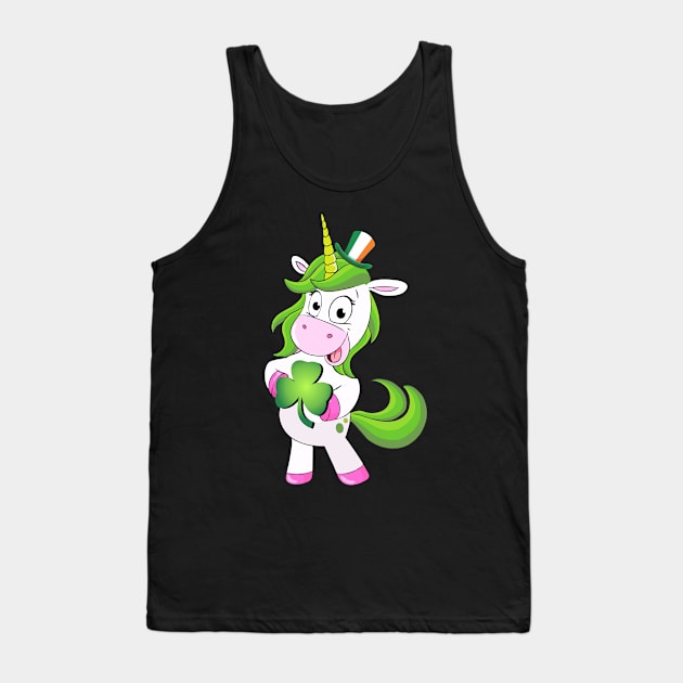 St Patricks Day Girls Dabbing Unicorn Leprechaun Lepricorn Tank Top by Pannolinno